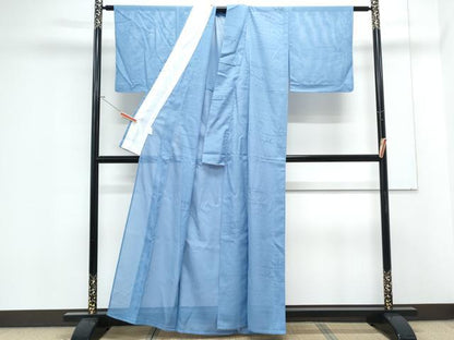 平和屋着物＊夏物　色無地　変わり絽　笹竹紋紗　勿忘草色　さんび謹製　洗える着物　CABK0762th
