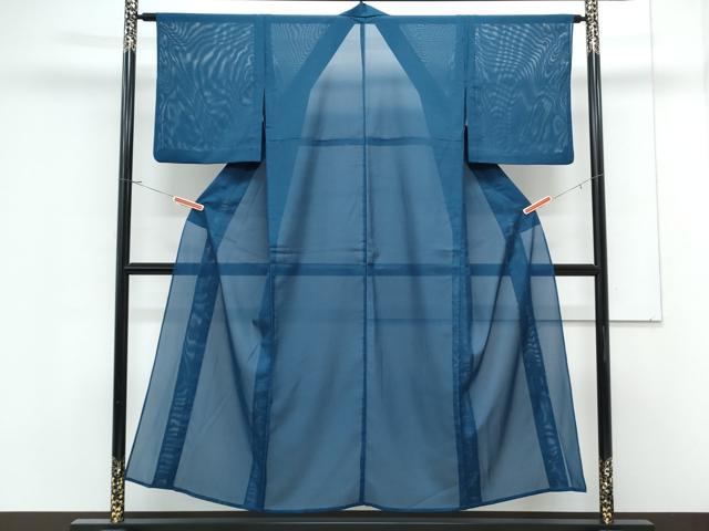 平和屋着物＊夏物　小紋　絽　麻の葉文様　洗える着物　CABK0763th