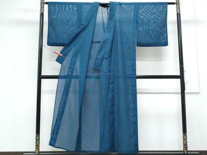 平和屋着物＊夏物　小紋　絽　麻の葉文様　洗える着物　CABK0763th