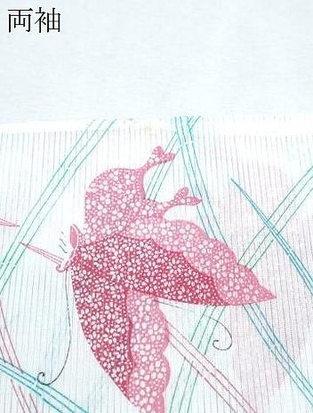 平和屋着物＊夏物　小紋　絽　芝草舞蝶文　洗える着物　CABK0770th