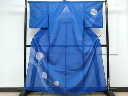 平和屋着物＊夏物　訪問着　絽　短冊絵皿花文　金彩　洗える着物　CABK0771th