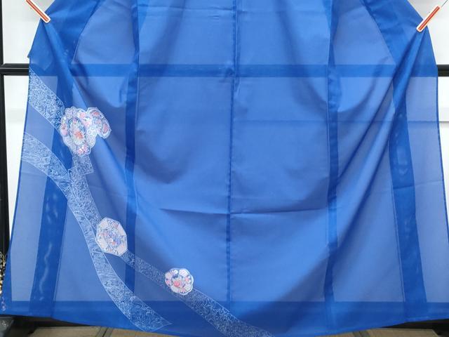平和屋着物＊夏物　訪問着　絽　短冊絵皿花文　金彩　洗える着物　CABK0771th