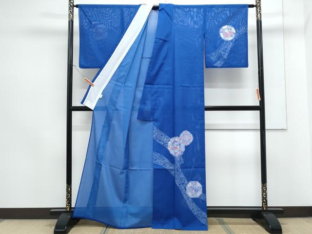 平和屋着物＊夏物　訪問着　絽　短冊絵皿花文　金彩　洗える着物　CABK0771th