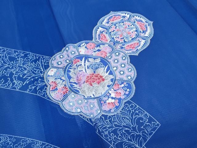 平和屋着物＊夏物　訪問着　絽　短冊絵皿花文　金彩　洗える着物　CABK0771th