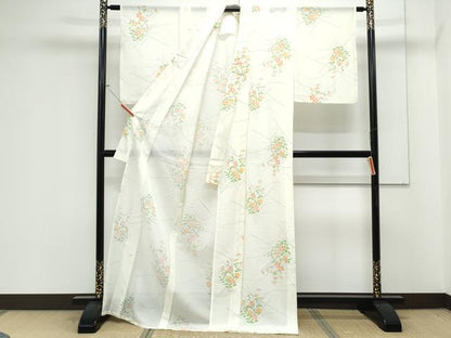 平和屋着物＊夏物　小紋　絽　草花文　洗える着物　CABK0774th