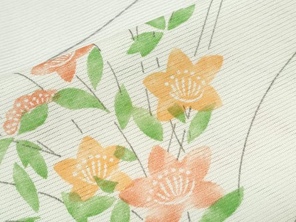 平和屋着物＊夏物　小紋　絽　草花文　洗える着物　CABK0774th