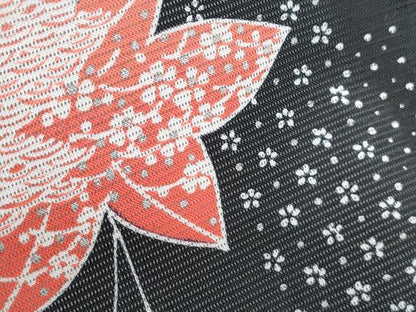 平和屋着物＊夏物　小紋　絽　枝楓文　黒地　正絹　逸品　CABK0775th