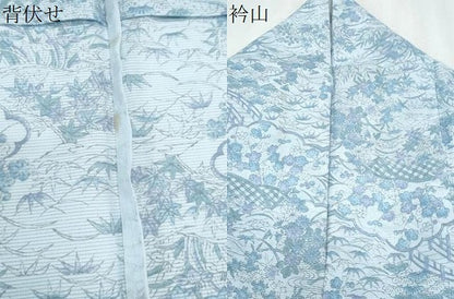 平和屋着物＊夏物　小紋　絽　渡橋草花文　洗える着物　CABK0776th