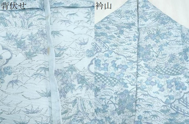 平和屋着物＊夏物　小紋　絽　渡橋草花文　洗える着物　CABK0776th