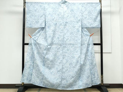平和屋着物＊夏物　小紋　絽　渡橋草花文　洗える着物　CABK0776th