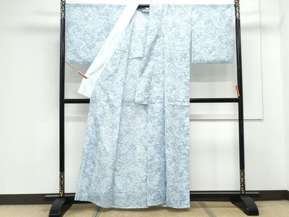 平和屋着物＊夏物　小紋　絽　渡橋草花文　洗える着物　CABK0776th