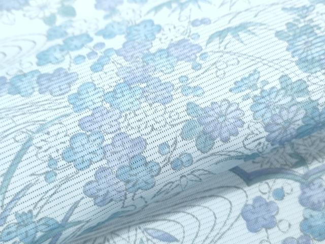 平和屋着物＊夏物　小紋　絽　渡橋草花文　洗える着物　CABK0776th