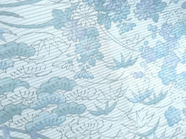 平和屋着物＊夏物　小紋　絽　渡橋草花文　洗える着物　CABK0776th