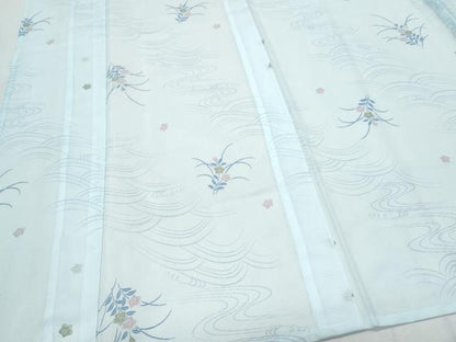 平和屋着物＊夏物　小紋　絽　流水草花文　洗える着物　CABK0778th