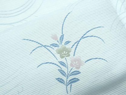 平和屋着物＊夏物　小紋　絽　流水草花文　洗える着物　CABK0778th