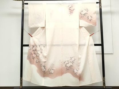 平和屋着物＊夏物　訪問着　絽　手書き　草花文　暈し染め　正絹　逸品　CABK0791th