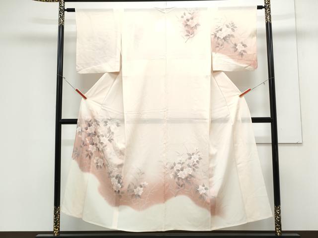 平和屋着物＊夏物　訪問着　絽　手書き　草花文　暈し染め　正絹　逸品　CABK0791th