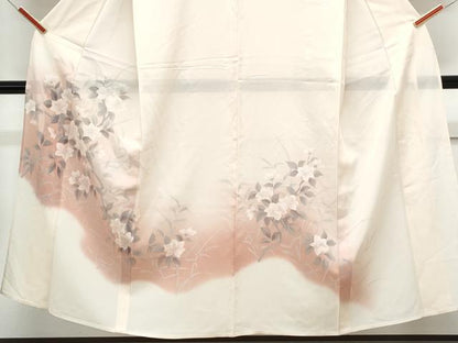 平和屋着物＊夏物　訪問着　絽　手書き　草花文　暈し染め　正絹　逸品　CABK0791th