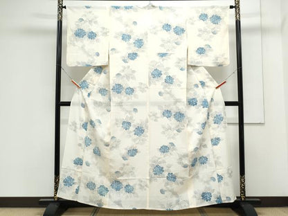 平和屋着物＊夏物　小紋　絽　紫陽花　正絹　逸品　CABK0793th