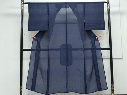 平和屋着物＊夏物　小紋　紗　縞　正絹　逸品　CABK0798th