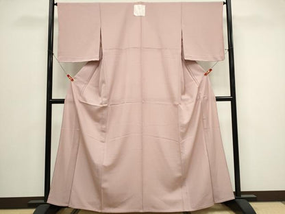 平和屋着物＊夏物　色無地　絽　灰桜色　正絹　逸品　CABK0802ou