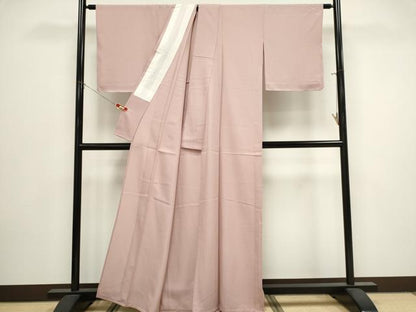 平和屋着物＊夏物　色無地　絽　灰桜色　正絹　逸品　CABK0802ou