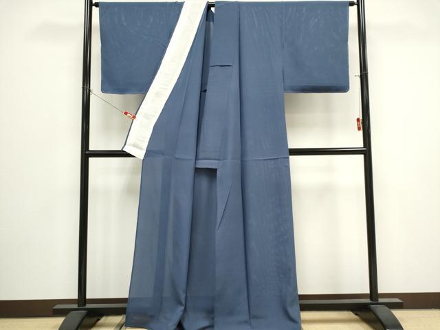 平和屋着物＊夏物　色無地　絽　紺鼠色　正絹　逸品　CABK0803ou