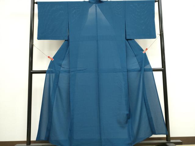 平和屋着物＊夏物　色無地　絽　青藍色　正絹　逸品　CABK0804ou