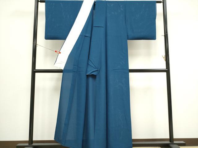 平和屋着物＊夏物　色無地　絽　青藍色　正絹　逸品　CABK0804ou
