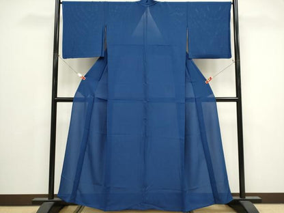 平和屋着物＊夏物　色無地　絽　瑠璃紺色　正絹　逸品　CABK0806ou