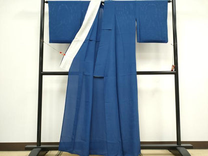 平和屋着物＊夏物　色無地　絽　瑠璃紺色　正絹　逸品　CABK0806ou