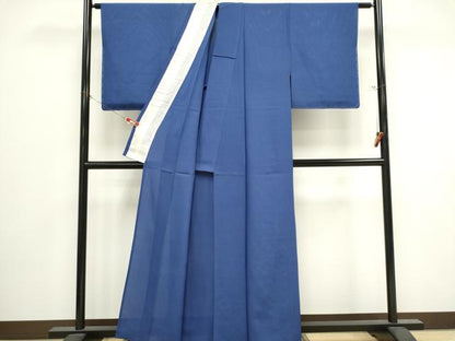 平和屋着物＊夏物　色無地　絽　紺藍色　正絹　逸品　CABK0807ou
