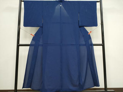 平和屋着物＊夏物　色無地　絽　留紺色　正絹　逸品　CABK0809ou
