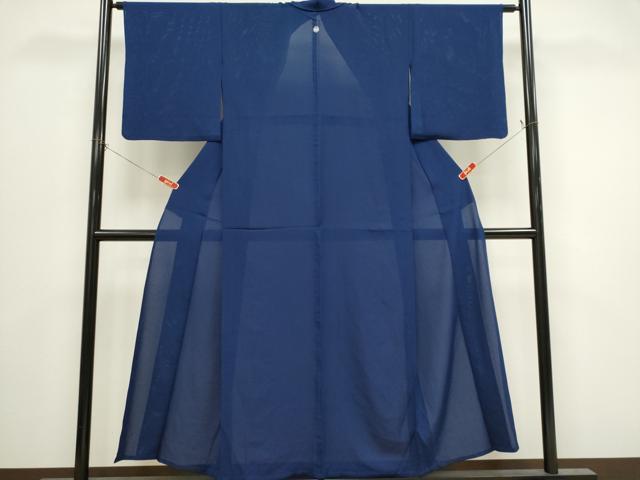 平和屋着物＊夏物　色無地　絽　留紺色　正絹　逸品　CABK0809ou