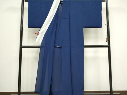 平和屋着物＊夏物　色無地　絽　留紺色　正絹　逸品　CABK0809ou