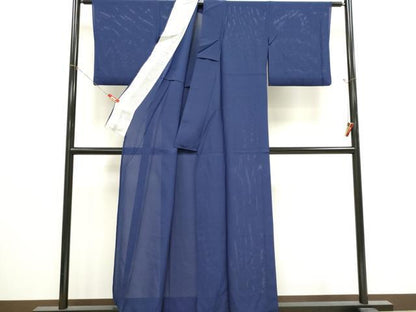 平和屋着物＊夏物　色無地　絽　紺青色　正絹　逸品　CABK0810ou