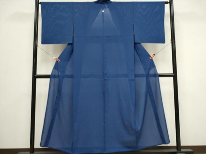 平和屋着物＊夏物　色無地　絽　紺瑠璃色　正絹　逸品　CABK0812ou