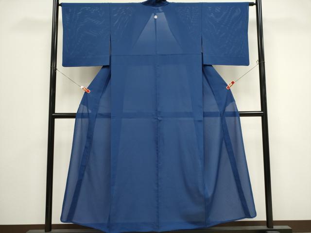 平和屋着物＊夏物　色無地　絽　紺瑠璃色　正絹　逸品　CABK0812ou