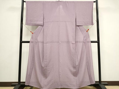 平和屋着物＊夏物　色無地　絽　市松文絽　紅紫色　正絹　逸品　CABK0813ou