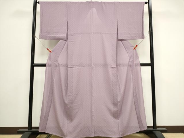 平和屋着物＊夏物　色無地　絽　市松文絽　紅紫色　正絹　逸品　CABK0813ou
