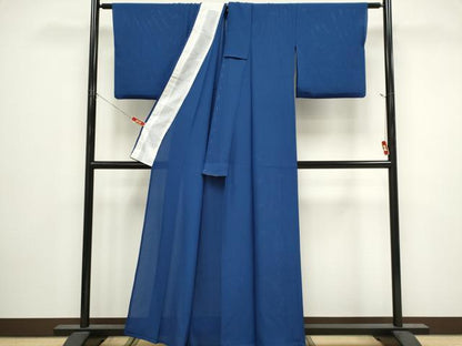 平和屋着物＊夏物　色無地　絽　青藍色　正絹　逸品　CABK0814ou