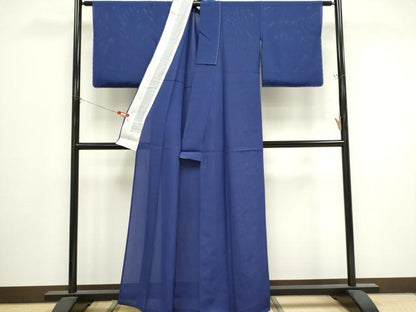 平和屋着物＊夏物　色無地　絽　紺藍色　正絹　逸品　CABK0817ou