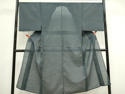 平和屋着物＊夏物　男性　小紋　紗　鈍色　洗える着物　CABK0822ou