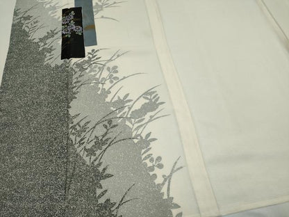 平和屋着物＊夏物　訪問着　絽　色紙重ね草花文　シルエット　金彩　正絹　逸品　CABK0829ou
