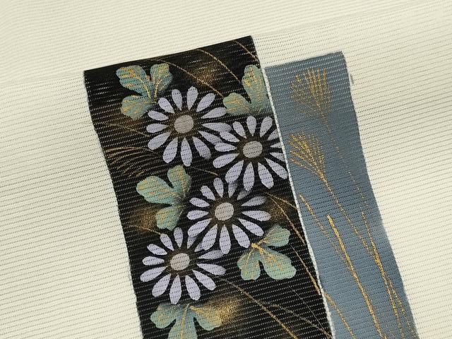 平和屋着物＊夏物　訪問着　絽　色紙重ね草花文　シルエット　金彩　正絹　逸品　CABK0829ou