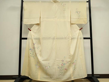 平和屋着物＊夏物　訪問着　絽　駒刺繍　草花文　暈し染め　正絹　逸品　CABK0830ou