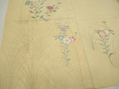 平和屋着物＊夏物　訪問着　絽　駒刺繍　草花文　暈し染め　正絹　逸品　CABK0830ou