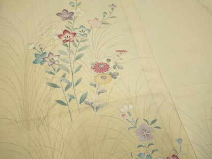 平和屋着物＊夏物　訪問着　絽　駒刺繍　草花文　暈し染め　正絹　逸品　CABK0830ou
