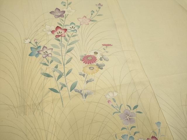 平和屋着物＊夏物　訪問着　絽　駒刺繍　草花文　暈し染め　正絹　逸品　CABK0830ou