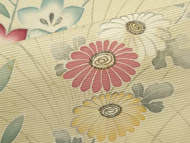 平和屋着物＊夏物　訪問着　絽　駒刺繍　草花文　暈し染め　正絹　逸品　CABK0830ou